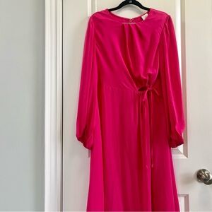 CAbi 💫 NWOT Spring 2024 Delight Dress, Hot Pink Long Sleeve Dress, Size M, #6578